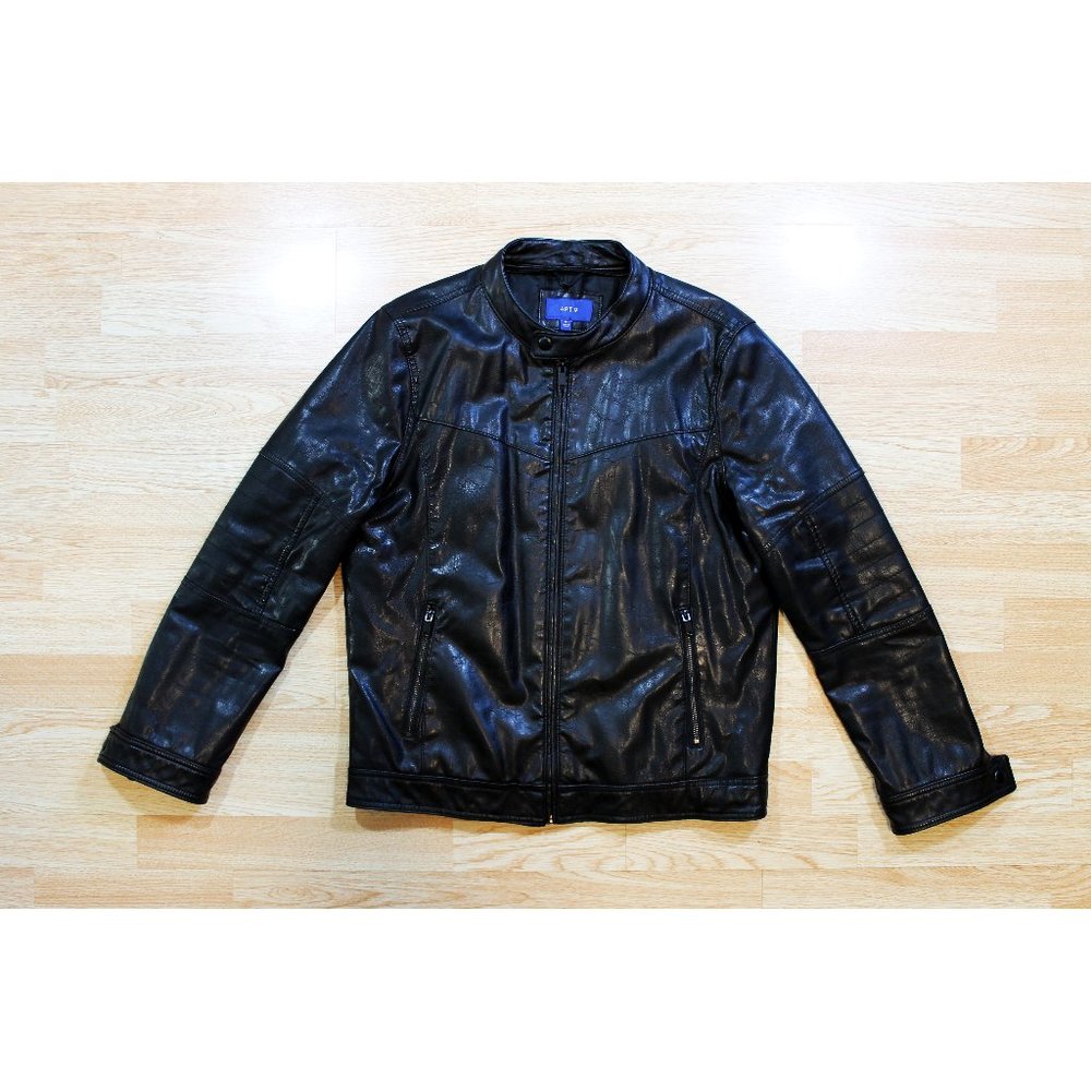 Buy NAVEKULL Men's Faux Leather Jacket Winter Vintage Motorcycle Biker Jacket With Fleece Removable Hood